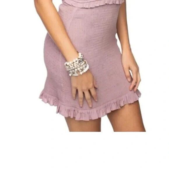 Buddy Love Monroe Smocked Mini Dress  Womens S  Pink / Gray Bodycon Sundress - Picture 9 of 10